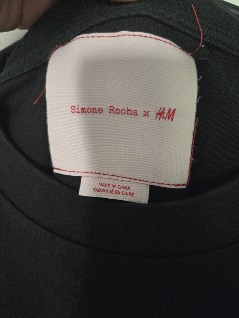 Simone Rocha X H&M Appliqued black Tshirt With Beads Size M - Picture 4 of 7